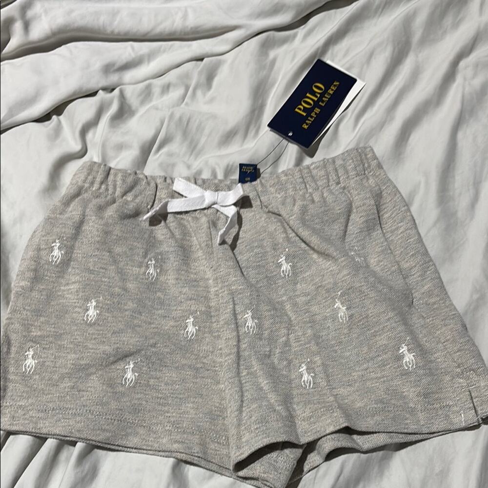Polo Ralph Lauren 6x Gray Shorts with White Logo pockets cotton spandex NWT